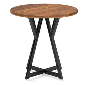36 Inch Round Dining Table with Metal Pedestal Base-Rustic Brown view 4