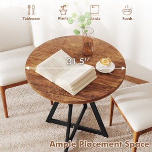 36 Inch Round Dining Table with Metal Pedestal Base-Rustic Brown view 7