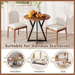 36 Inch Round Dining Table with Metal Pedestal Base-Rustic Brown view 9