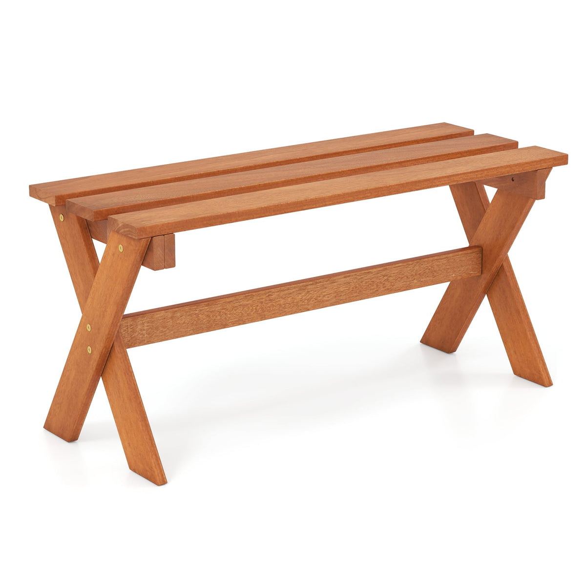 36 inches Outdoor Solid Wood Bench Set of 1 Backless Patio Dining Bench with Teak Oil Finish