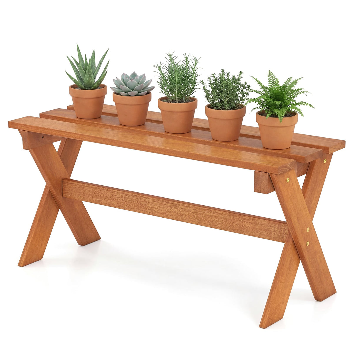 36 inches Outdoor Solid Wood Bench Set of 1 Backless Patio Dining Bench with Teak Oil Finish view 4