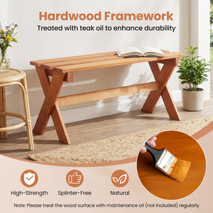 36 inches Outdoor Solid Wood Bench Set of 1 Backless Patio Dining Bench with Teak Oil Finish view 8