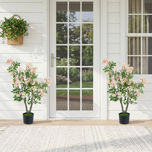 36 inches Set of 2 Artificial Impatiens Tree with Mini Fruits and Silk Flowers-Pink view 2