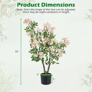36 inches Set of 2 Artificial Impatiens Tree with Mini Fruits and Silk Flowers-Pink view 4