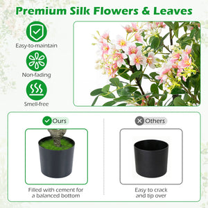 36 inches Set of 2 Artificial Impatiens Tree with Mini Fruits and Silk Flowers-Pink view 5
