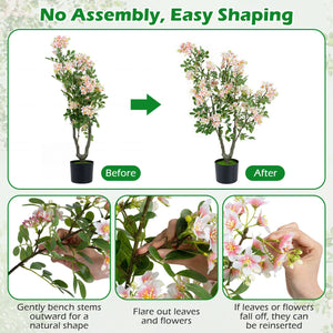 36 inches Set of 2 Artificial Impatiens Tree with Mini Fruits and Silk Flowers-Pink view 6