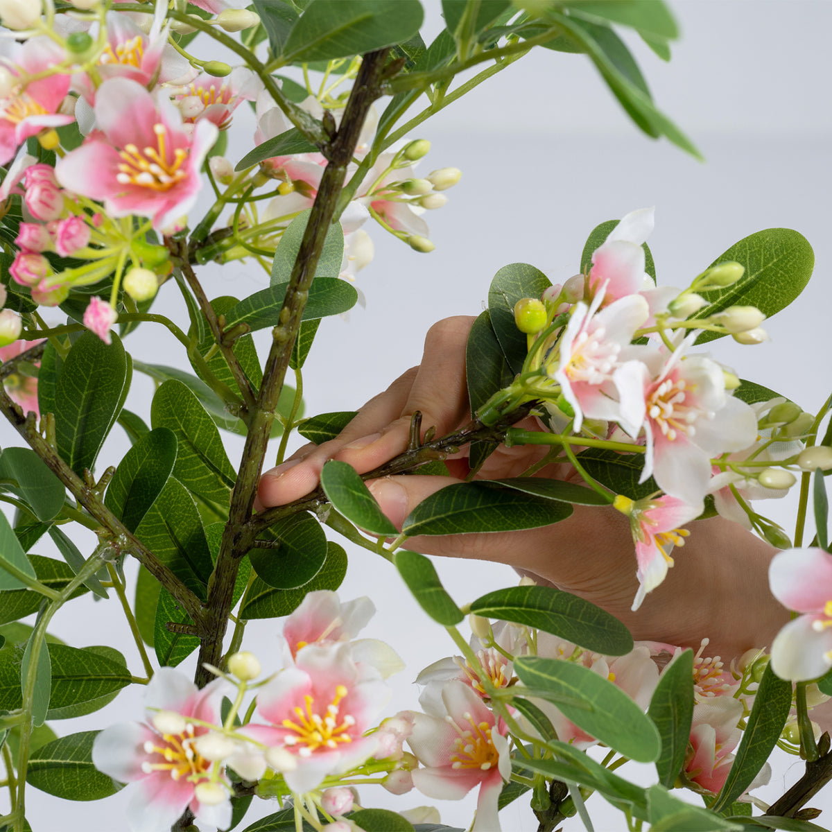 36 inches Set of 2 Artificial Impatiens Tree with Mini Fruits and Silk Flowers-Pink view 7