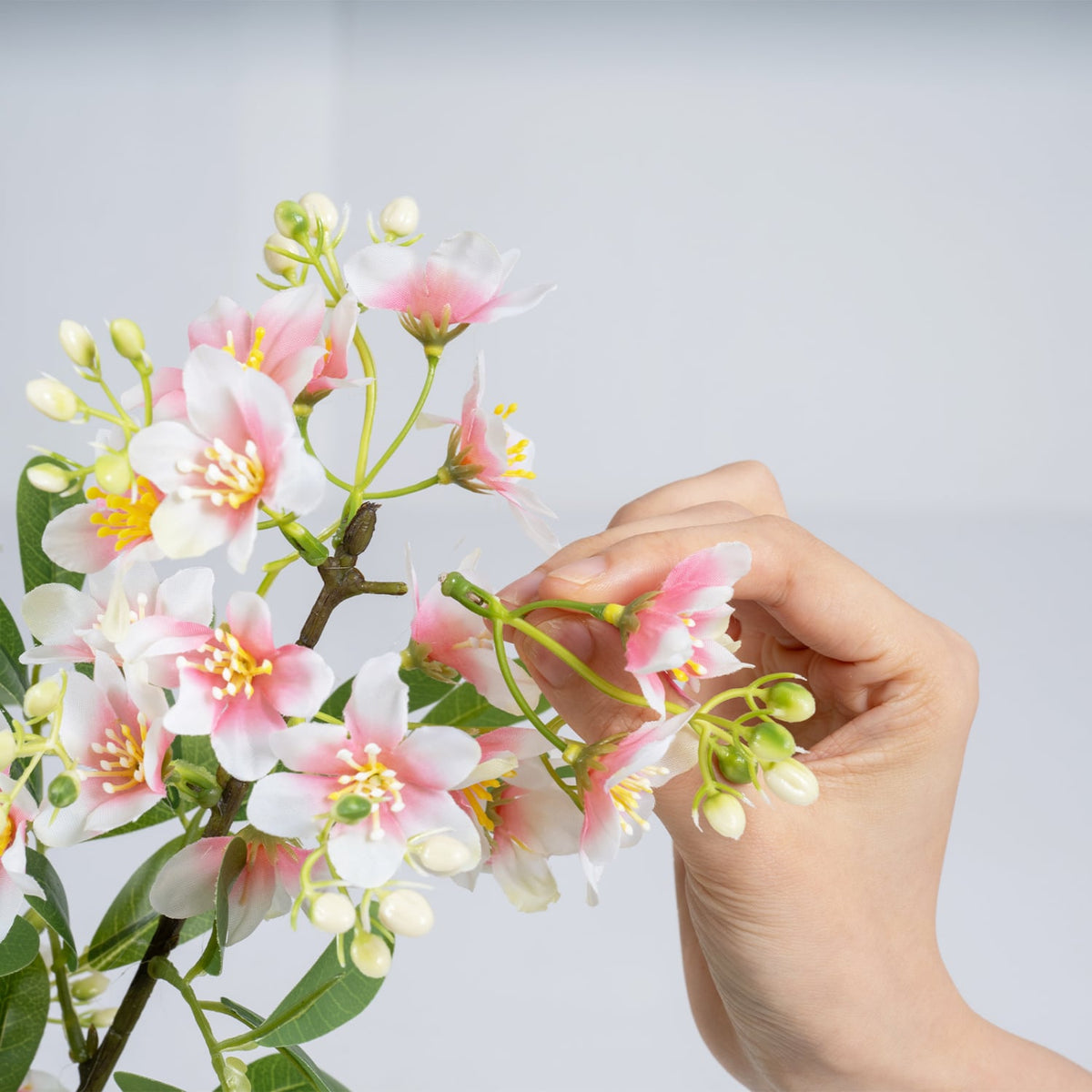 36 inches Set of 2 Artificial Impatiens Tree with Mini Fruits and Silk Flowers-Pink view 8