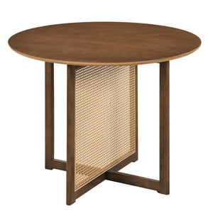 37.5 Inch Round Dining Table with Cross Pedestal Base-Walnut view 4