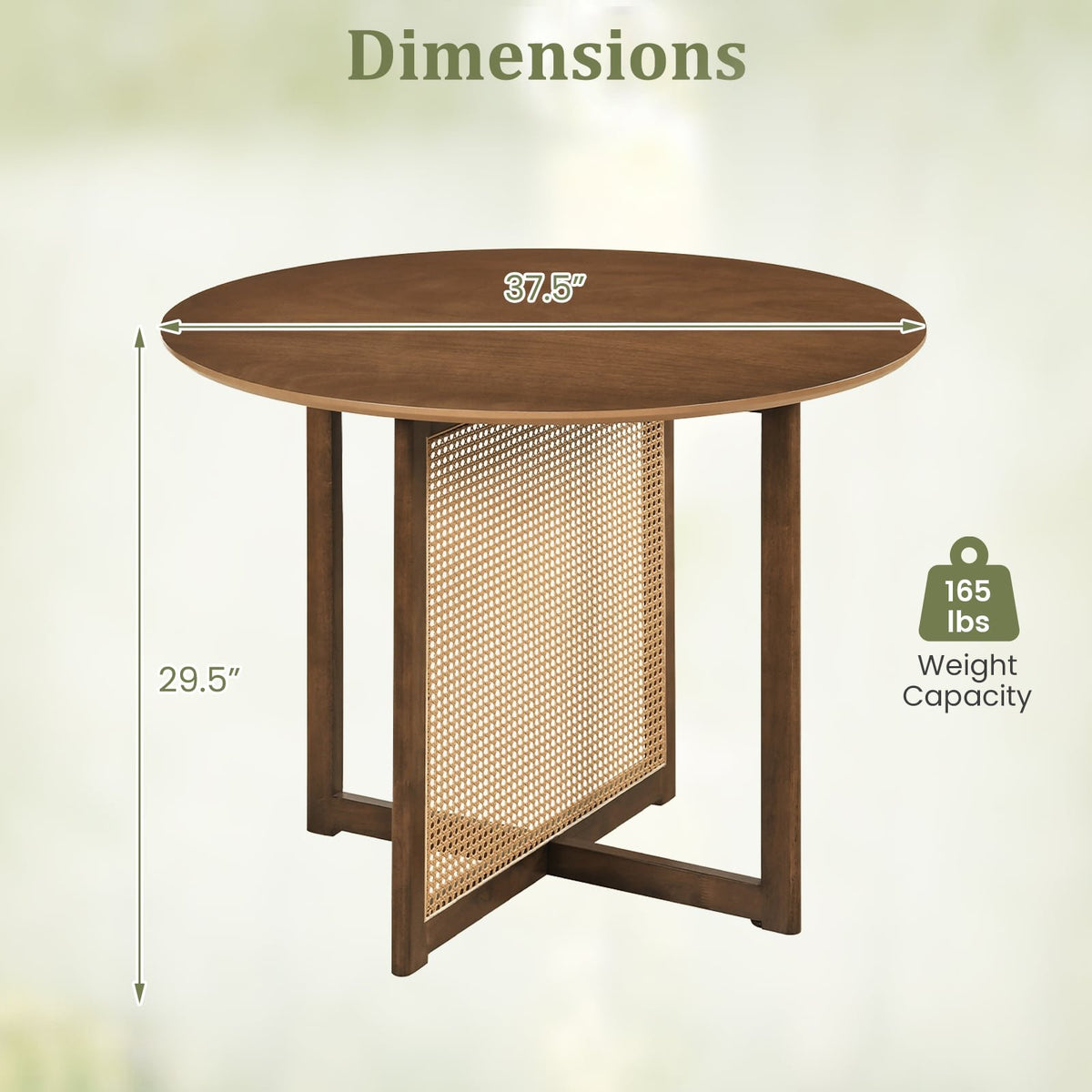 37.5 Inch Round Dining Table with Cross Pedestal Base-Walnut view 5