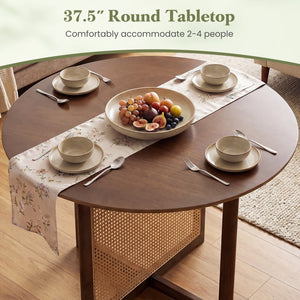 37.5 Inch Round Dining Table with Cross Pedestal Base-Walnut view 8