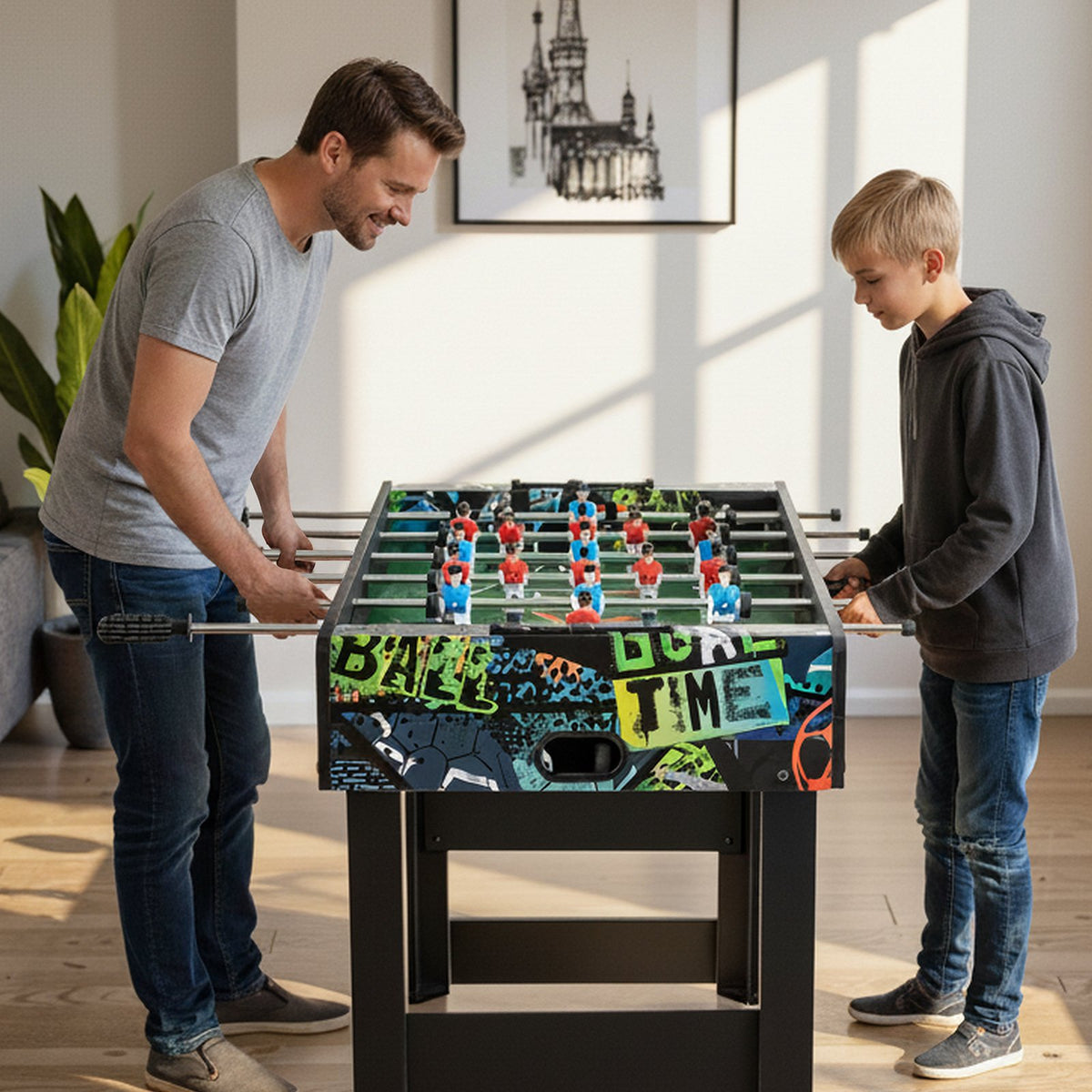 37 Inch Mini Foosball Table 2-in-1 Game Table with Detachable Legs for Tabletop-Black view 2