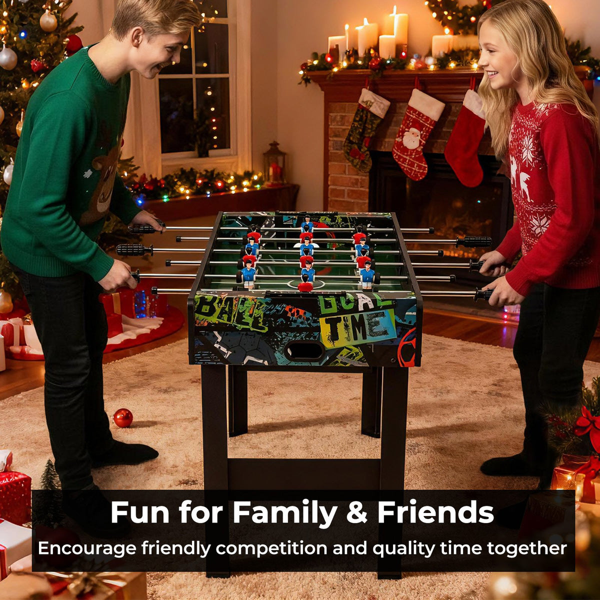 37 Inch Mini Foosball Table 2-in-1 Game Table with Detachable Legs for Tabletop-Black view 5