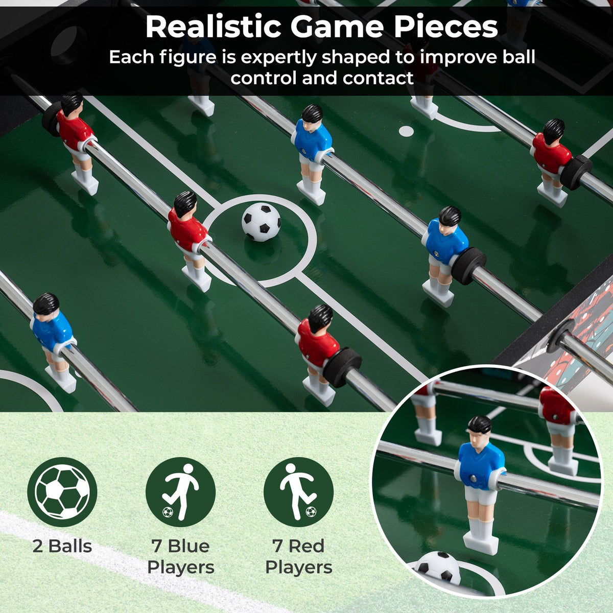 37 Inch Mini Foosball Table 2-in-1 Game Table with Detachable Legs for Tabletop-Black view 8
