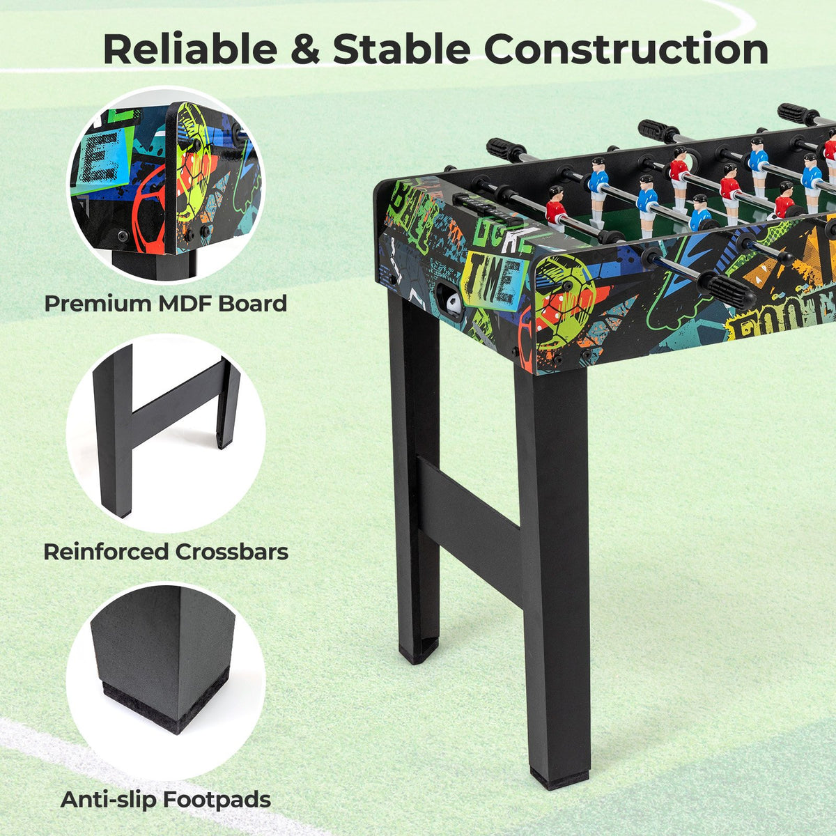 37 Inch Mini Foosball Table 2-in-1 Game Table with Detachable Legs for Tabletop-Black view 9