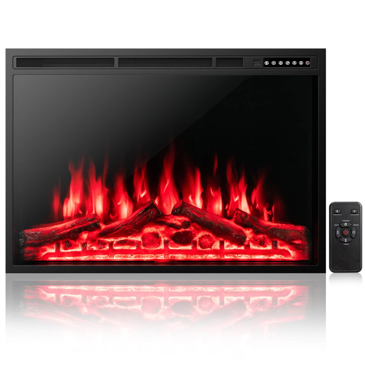 34/37 Inch Electric Fireplace Recessed with Adjustable Flames view 4
