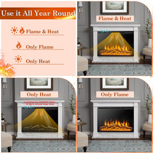 34/37 Inch Electric Fireplace Recessed with Adjustable Flames view 6