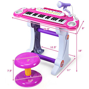 37 Key Electronic Keyboard Kids Toy Piano-Pink view 4