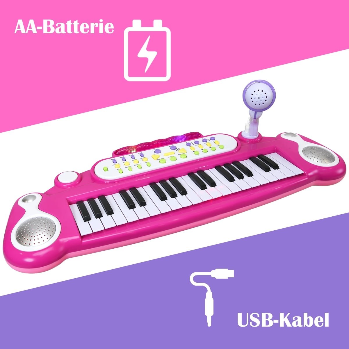 37 Key Electronic Keyboard Kids Toy Piano-Pink view 5