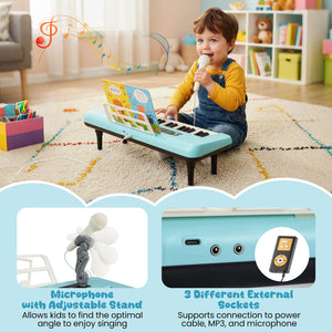 37 Keys Kids Piano Keyboard Portable Musical Toy with Microphone and Music Stand-Blue view 8