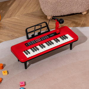37 Keys Kids Piano Keyboard Portable Musical Toy with Microphone and Music Stand-Red view 3
