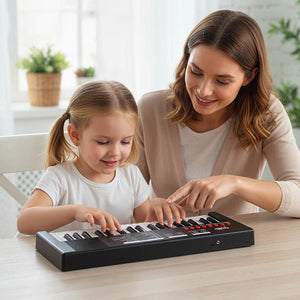 37 Keys Kids Piano Keyboard with 8 Rhythms and Microphone-Black view 2