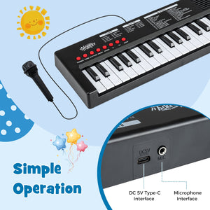 37 Keys Kids Piano Keyboard with 8 Rhythms and Microphone-Black view 9