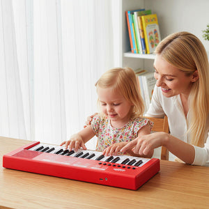 37 Keys Kids Piano Keyboard with 8 Rhythms and Microphone-Red view 3