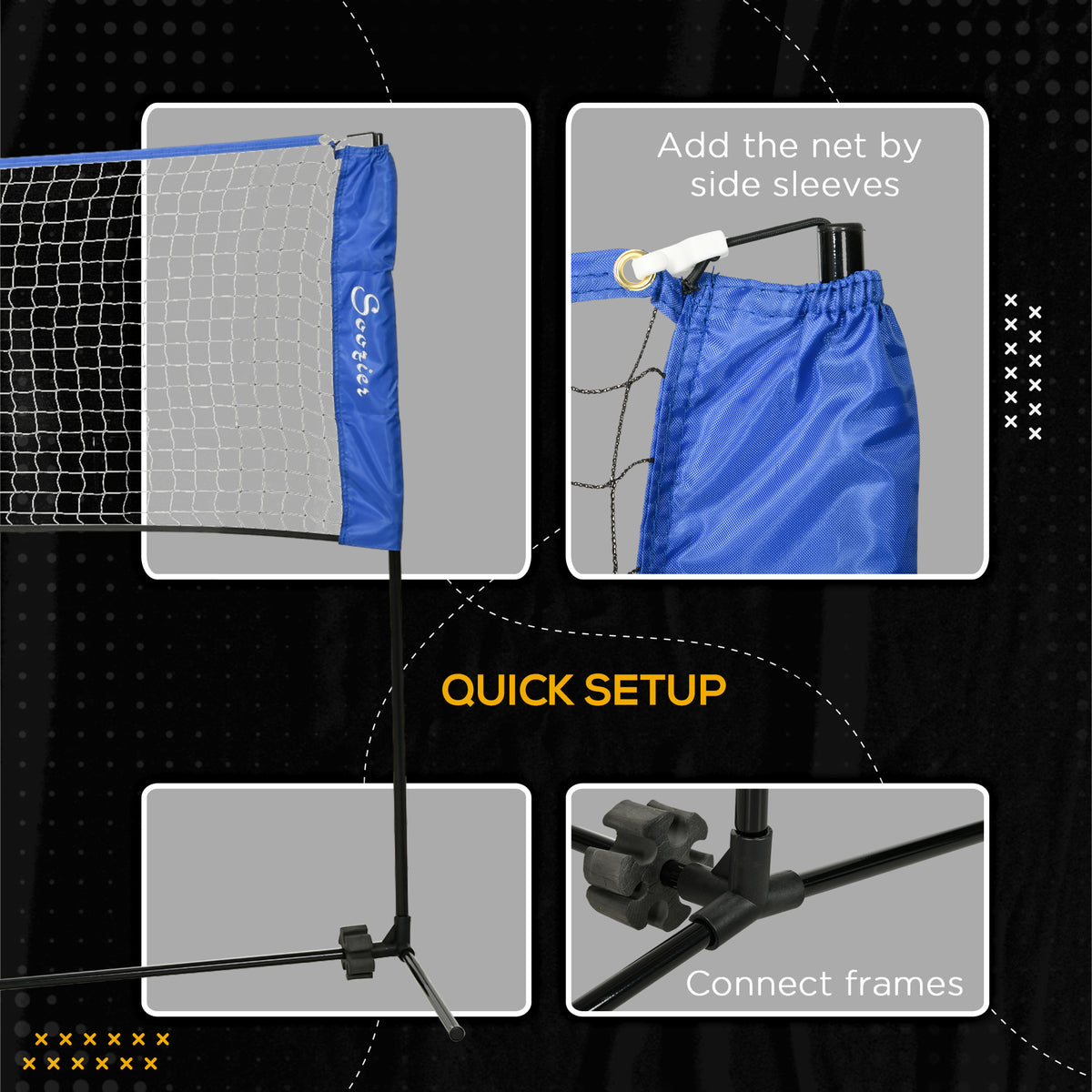 Soozier 10ft Badminton Net, Height Adjustable Outdoor Sports Net with Carry Bag, for Tennis, Pickleball and Volleyball