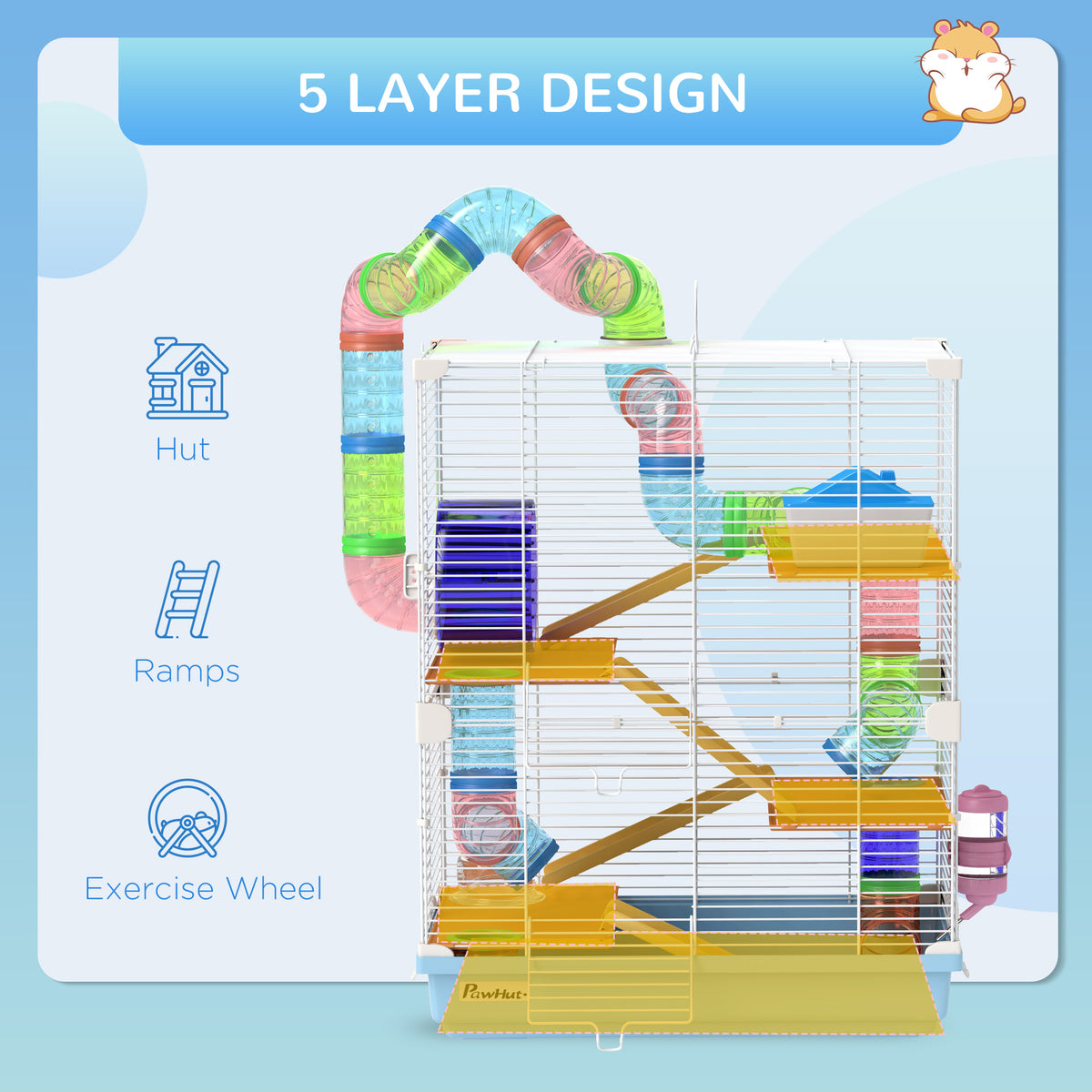 5 Tiers Hamster Cage Portable with Exercise Wheels Play Tube Water Bottle Dishes House Ladder for Gerbils – view 19