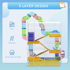 5 Tiers Hamster Cage Portable with Exercise Wheels Play Tube Water Bottle Dishes House Ladder for Gerbils – view 19
