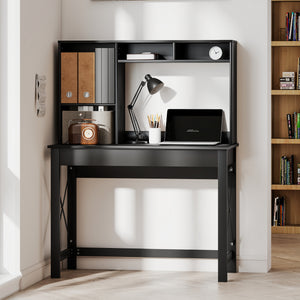 Computer Desk with Hutch, Home Office Table with Storage Shelves and Open Compartments for Writing, Work – view 20