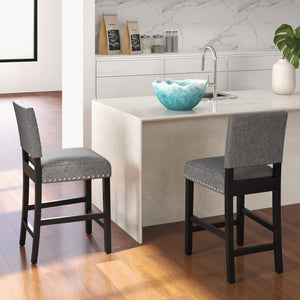 38.5/43.5 Inch Set of 2 Counter Height Chairs with Solid Rubber Wood Frame-S view 2
