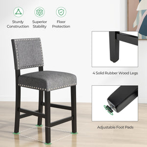 38.5/43.5 Inch Set of 2 Counter Height Chairs with Solid Rubber Wood Frame-S view 5