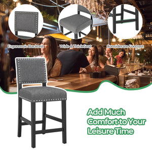 38.5/43.5 Inch Set of 2 Counter Height Chairs with Solid Rubber Wood Frame-S view 7