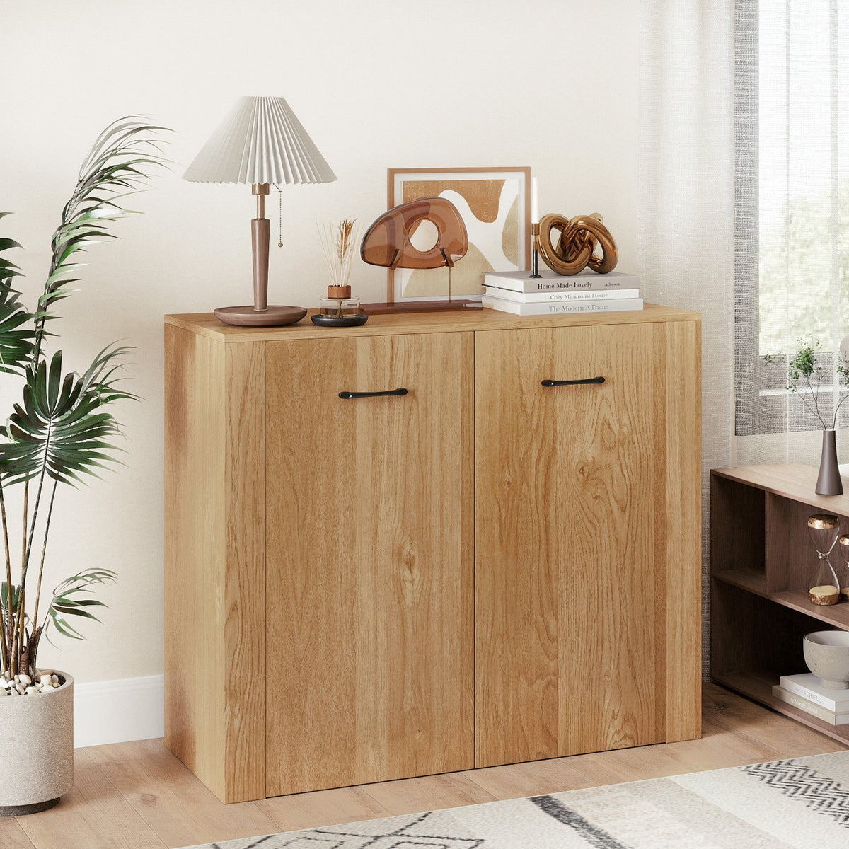 38 inches Buffet Modern Sideboard Cabinet with Storage-Natural view 2