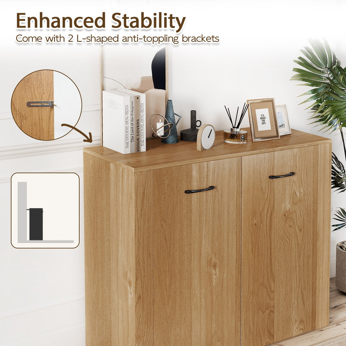38 inches Buffet Modern Sideboard Cabinet with Storage-Natural view 9