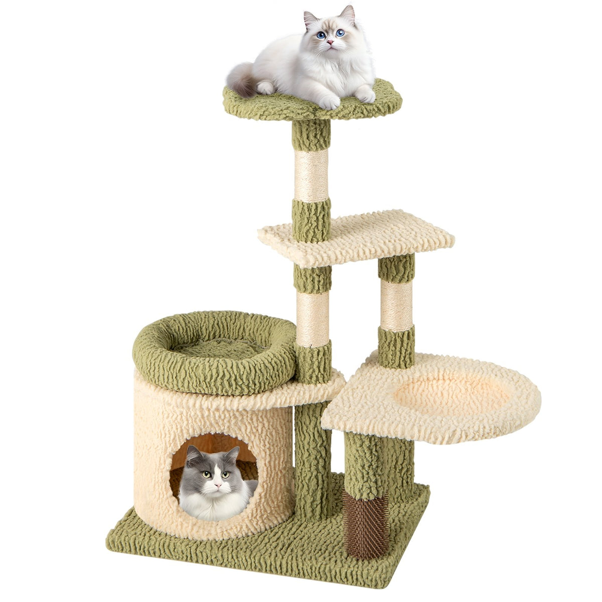 38 Inch Tall Multi-Level Aesthetic Kitten Tower with Condo and Bed-Green view 4