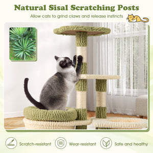 38 Inch Tall Multi-Level Aesthetic Kitten Tower with Condo and Bed-Green view 8