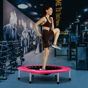 38 Inch Mini Folding Trampoline Portable Leisure Fitness Backboard-Pink view 2