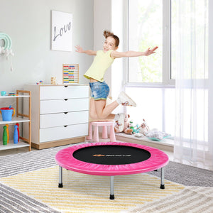 38 Inch Mini Folding Trampoline Portable Leisure Fitness Backboard-Pink view 3