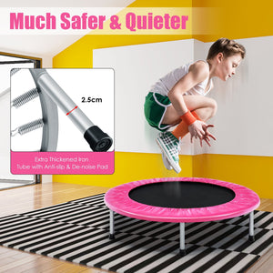 38 Inch Mini Folding Trampoline Portable Leisure Fitness Backboard-Pink view 7