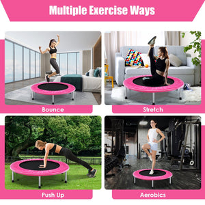 38 Inch Mini Folding Trampoline Portable Leisure Fitness Backboard-Pink view 8