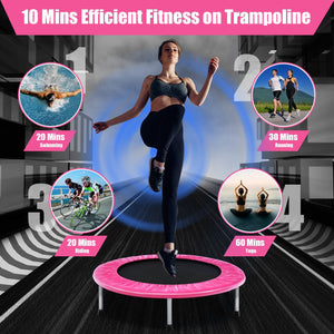 38 Inch Mini Folding Trampoline Portable Leisure Fitness Backboard-Pink view 9