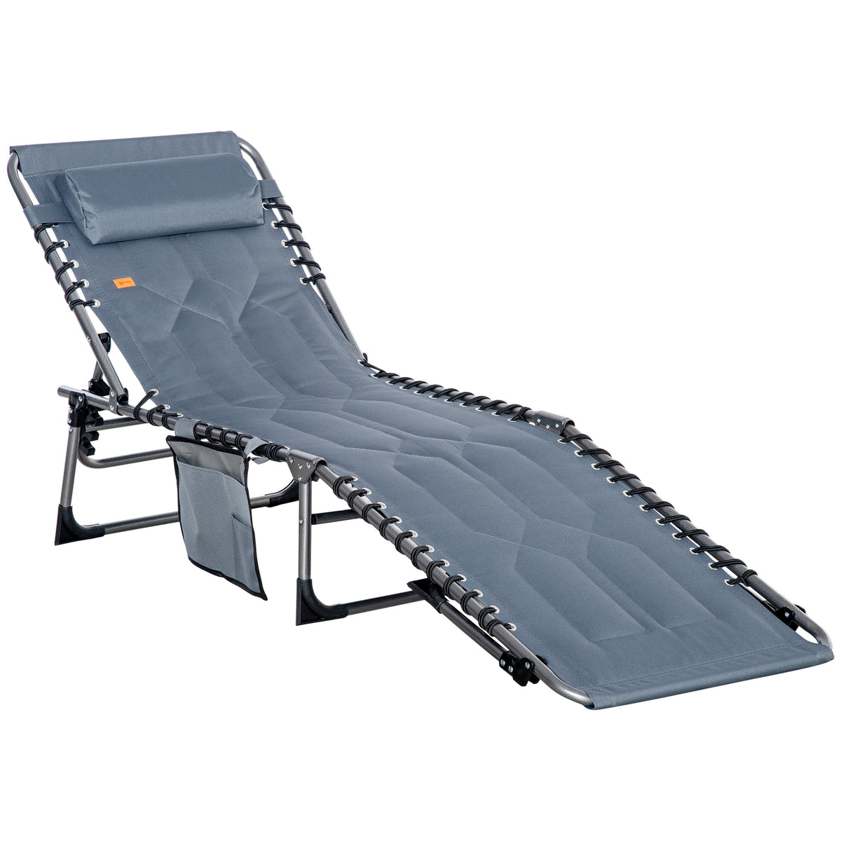 Outdoor Lounge Chair, Folding Chaise Lounge, Patio Padded Tanning Chair with 5-position Adjustable – view 8