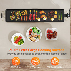 39.5 Inch Extra Large Electric Griddle with 2 Cooking Surface and Adjustable Temperatures view 4