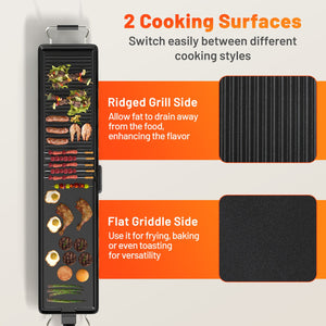 39.5 Inch Extra Large Electric Griddle with 2 Cooking Surface and Adjustable Temperatures view 5