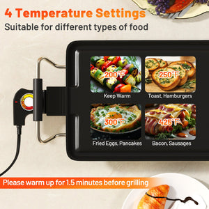 39.5 Inch Extra Large Electric Griddle with 2 Cooking Surface and Adjustable Temperatures view 6