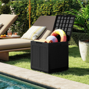 39 Gallon Deck Box with Lockable Lid Package Delivery Box for Patio Furniture Cushions-Black view 3