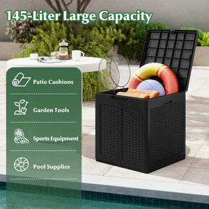 39 Gallon Deck Box with Lockable Lid Package Delivery Box for Patio Furniture Cushions-Black view 7